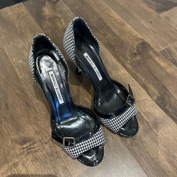 Manolo Blahnik D'orsay pumps, houndstooth with black patent leather size 36 - Picture 2 of 6